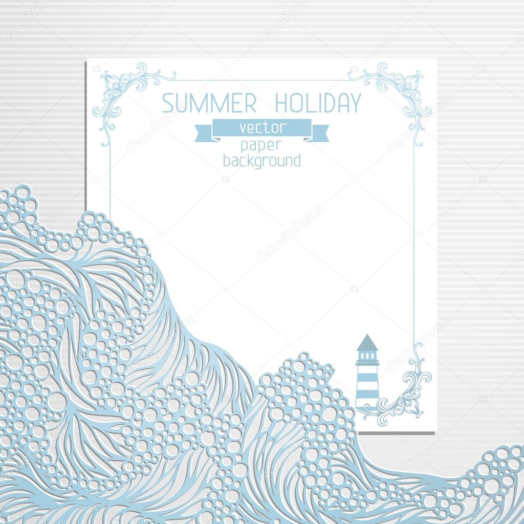 Paper summer design. Template for your design. There is place for your text.