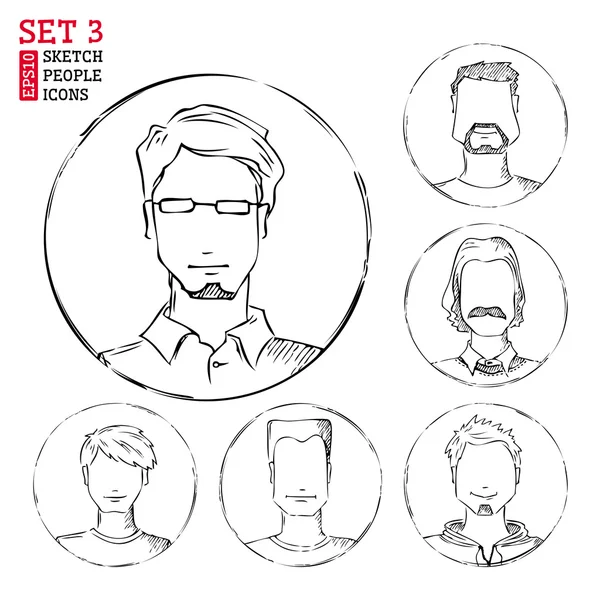 Sketch people icons. — Stock Vector