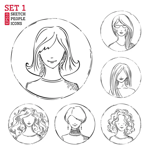 Sketch people icons. — Stock Vector