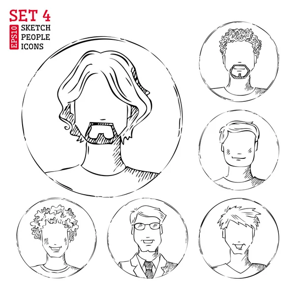 Sketch people icons. — Stock Vector