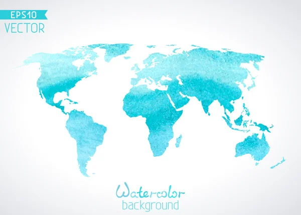 Welt-Vektor-Aquarellkarte isoliert auf hellem Hintergrund. — Stockvektor