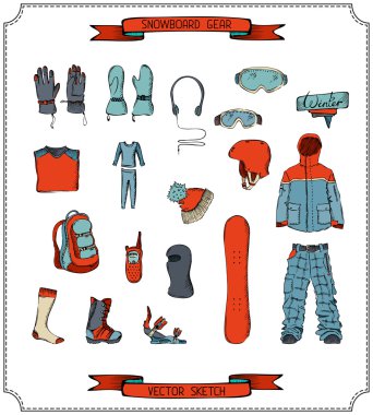 snowboard ekipmanları. 