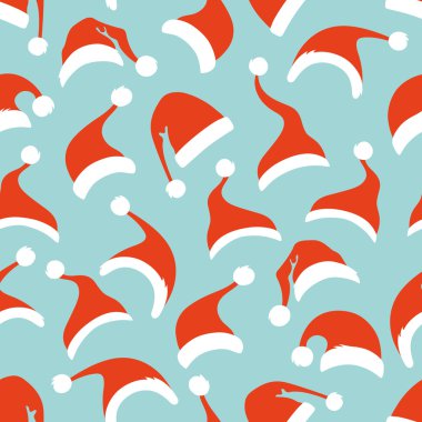 Santa şapkalar seamless modeli. 