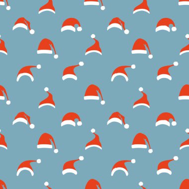 Santa şapkalar seamless modeli. 