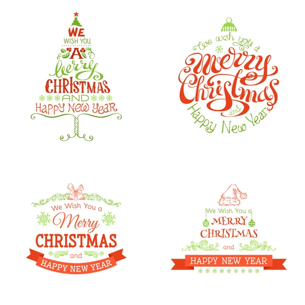 Kerstset van labels en emblemen. — Stockvector