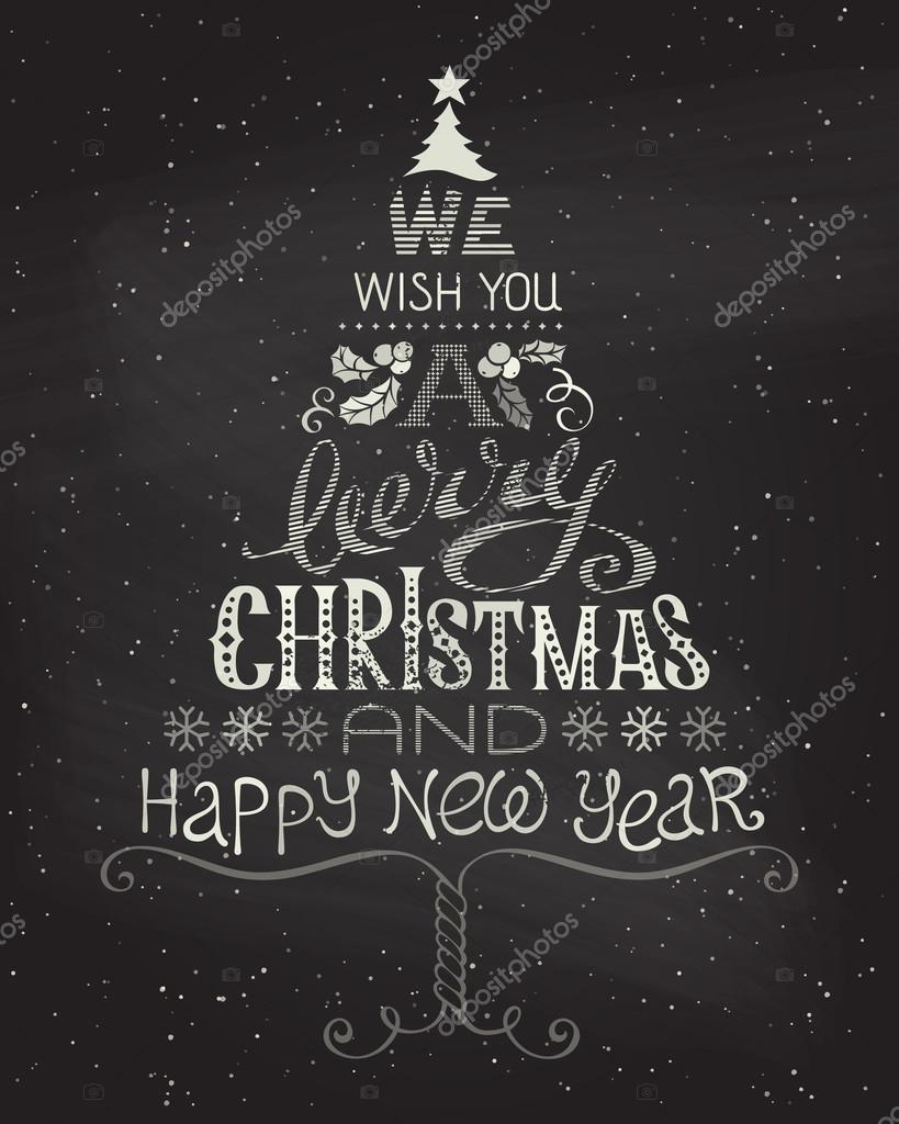 Vintage Christmas background with hand-written typography. Stock Vector ...