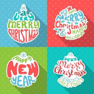 Merry Christmas And Happy New Year letterings.  clipart