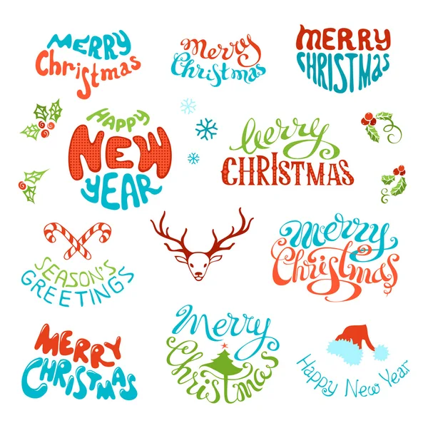 Ensemble vectoriel d'éléments rétro pour les designs de Noël . — Image vectorielle