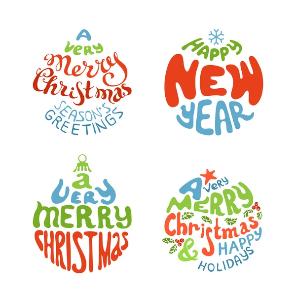 A Very Merry Christmas And Happy New Year balls. — Stock Vector