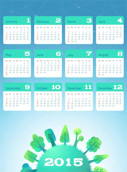 Natur kalender 2015. — Stock vektor