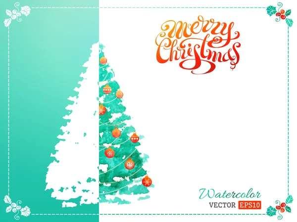 Acuarela árbol de Navidad fondo . — Vector de stock