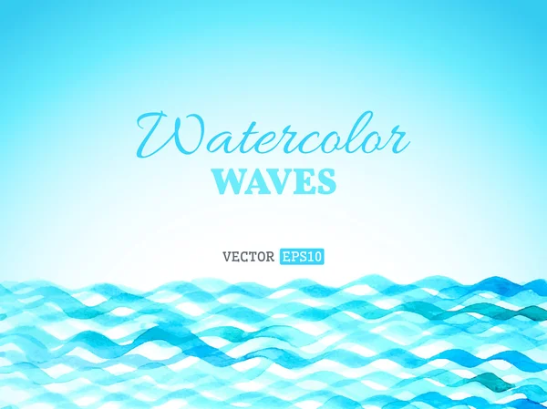 Vetor aquarela ondas paisagem . — Vetor de Stock