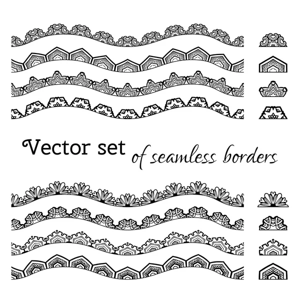 Vector uppsättning sömlös gränser. — Stock vektor