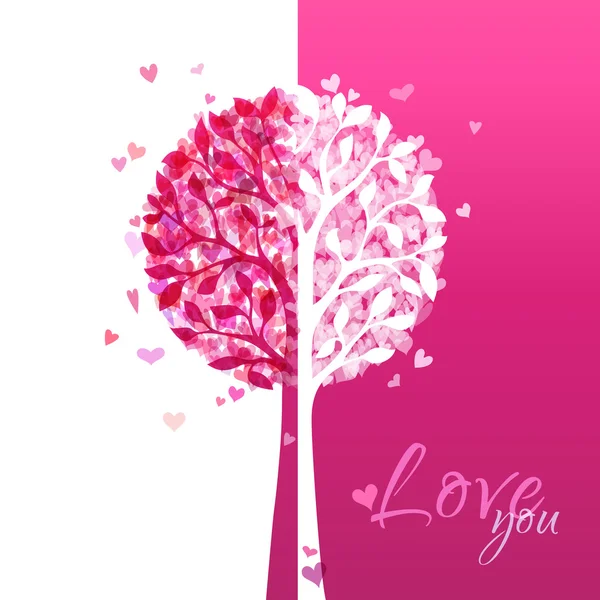 Pink and white love tree. — Stock Vector