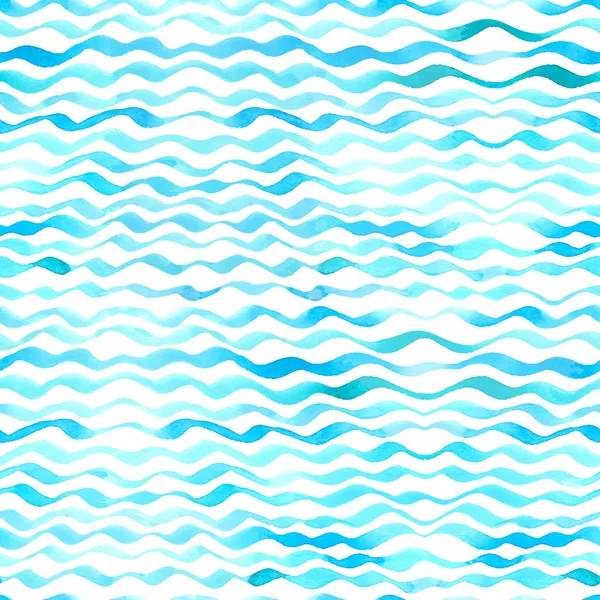 Akvarell seamless mönster av vågor. — Stock vektor