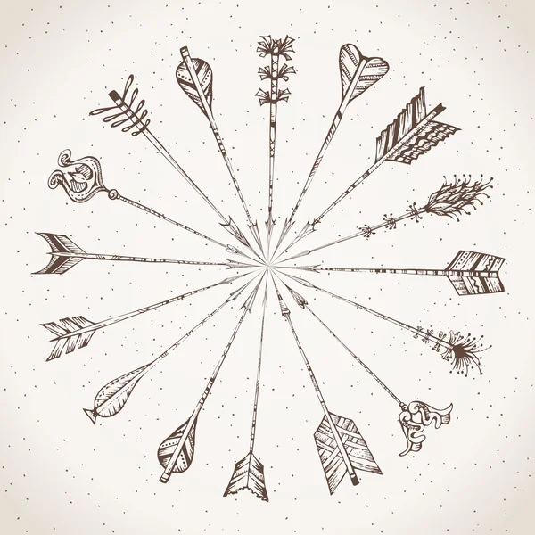 Sepia flechas dibujadas a mano . — Archivo Imágenes Vectoriales