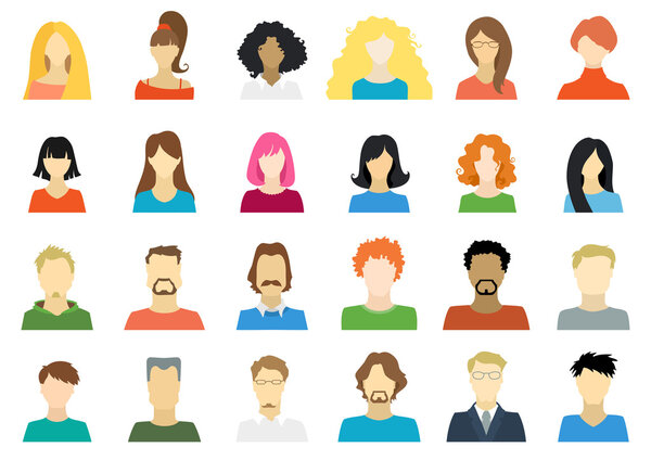 Set of people icons in flat style. 