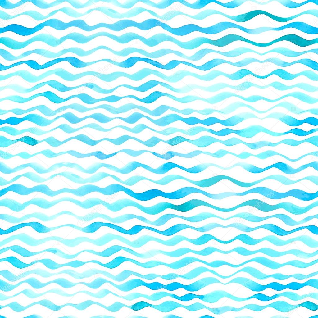 Watercolor seamless pattern of waves.