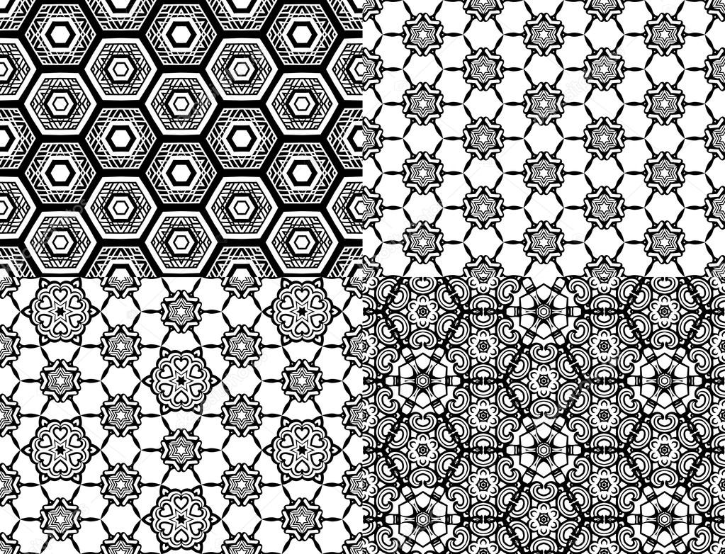 Set of seamless geometric patterns. 