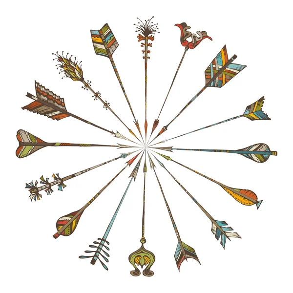 Flèches ethniques dessinées à la main . — Image vectorielle