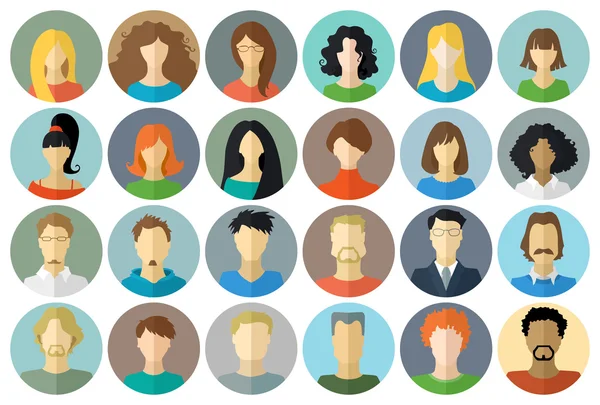 Circle icons set of men and women. Royalty Free Stock Illustrations