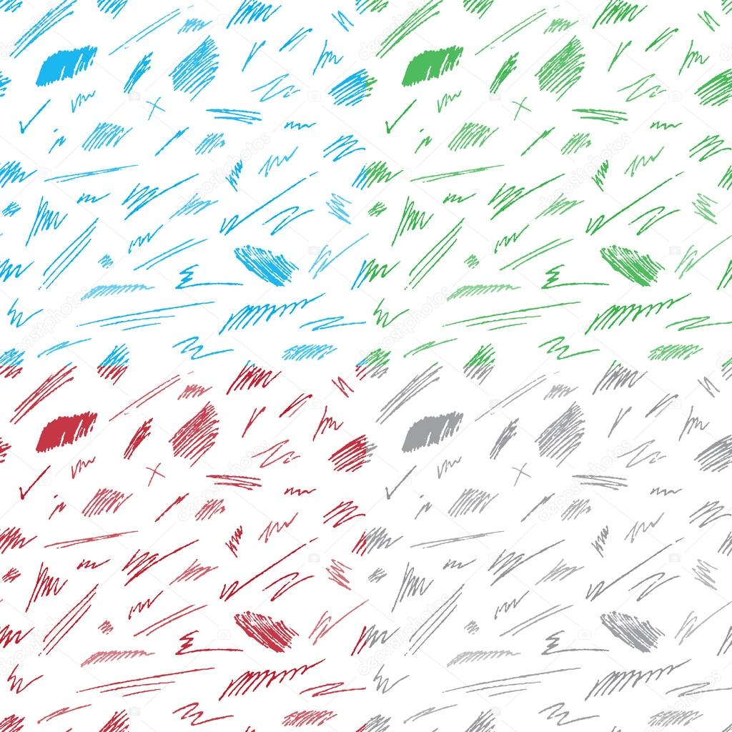 Set of seamless patterns of pen strokes and scribbles.