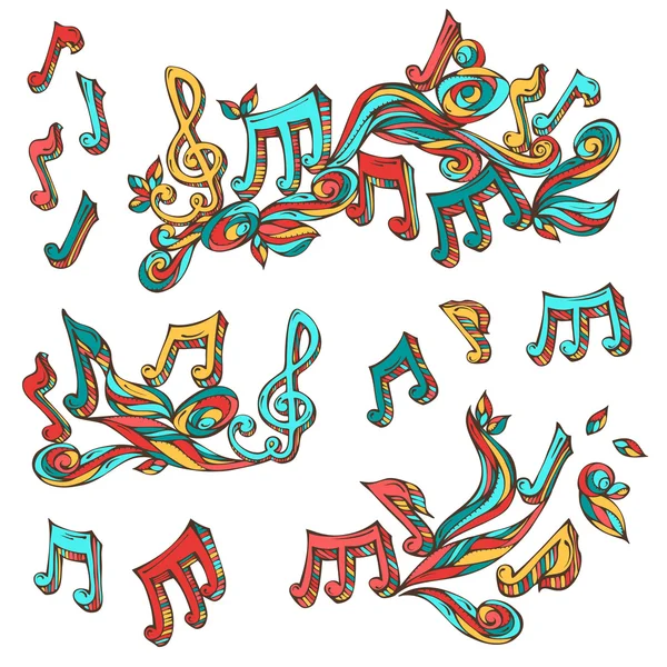 Vector set of  bright retro music page decorations. — Stock Vector