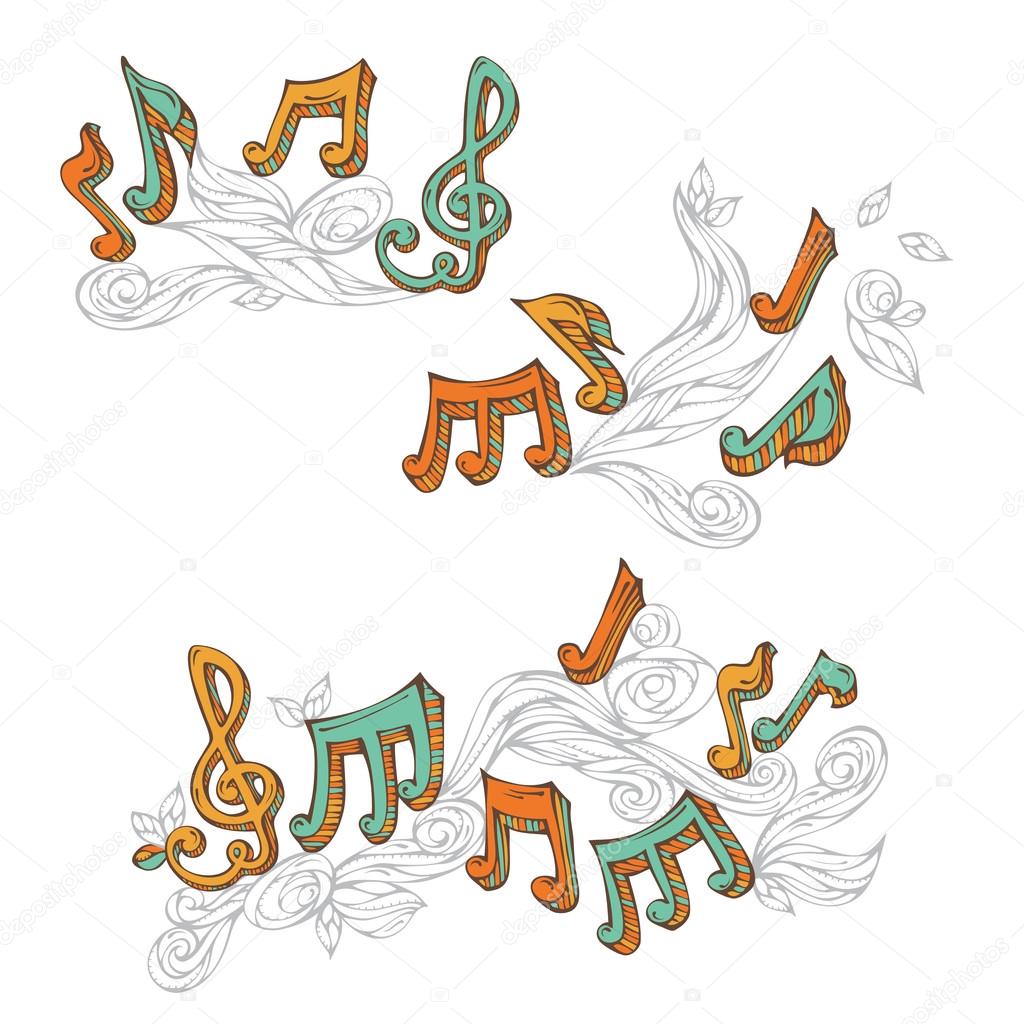 Vector set of  retro music page decorations. 