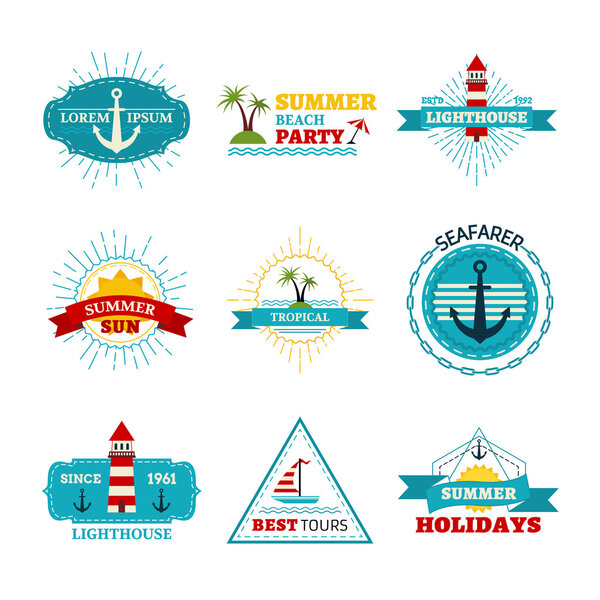 Vector set of summer design elements.