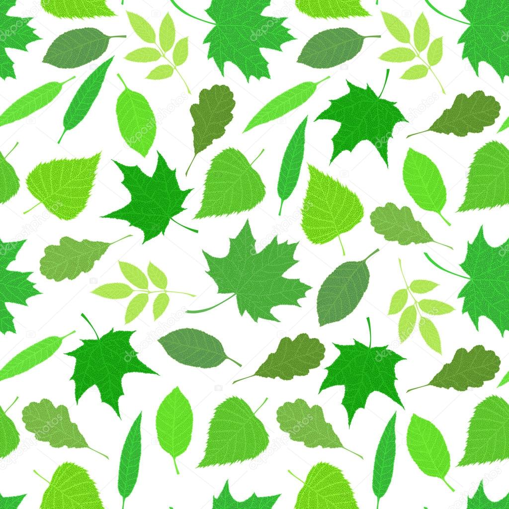 Seamless pattern of green leaves.