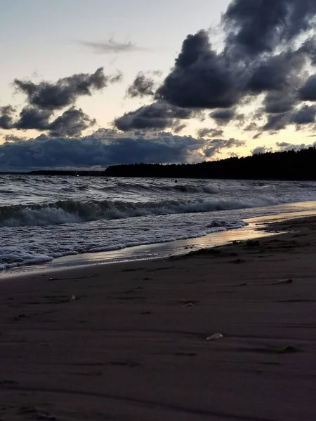 Solnedgång Stranden Viken — Stockfoto