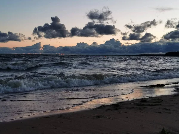 Zonsondergang Het Strand Van Baai — Stockfoto