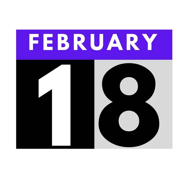 February 18 . flat daily calendar icon .date ,day, month .calendar for the month of February