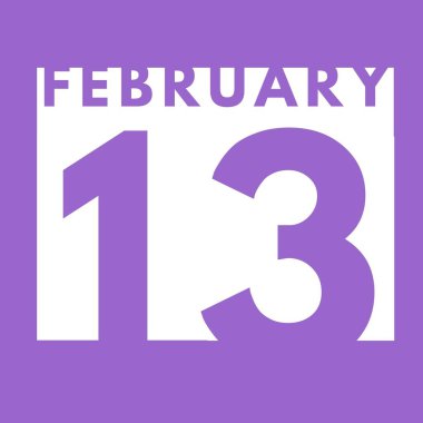 13 Şubat. düz modern günlük takvim simgesi. Tarih, gün, ay. Şubat ayı için takvim