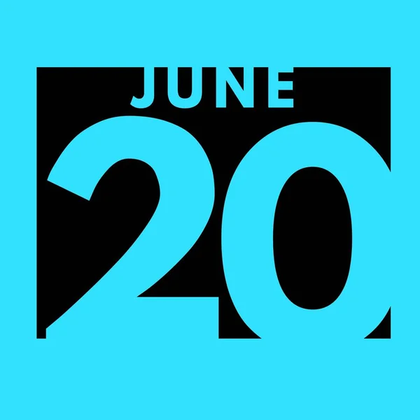June 20 . flat daily calendar icon .date ,day, month .calendar for the month of June