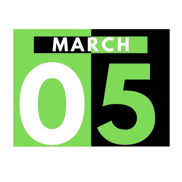3月5日平面日历法图标 Date Day Month Calendar Month March — 图库照片