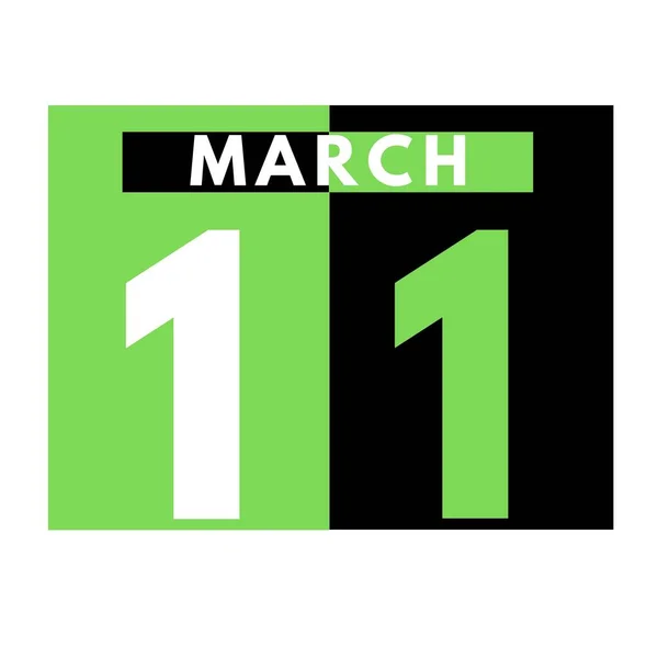 3月11日平面日历法图标 Date Day Month Calendar Month March — 图库照片