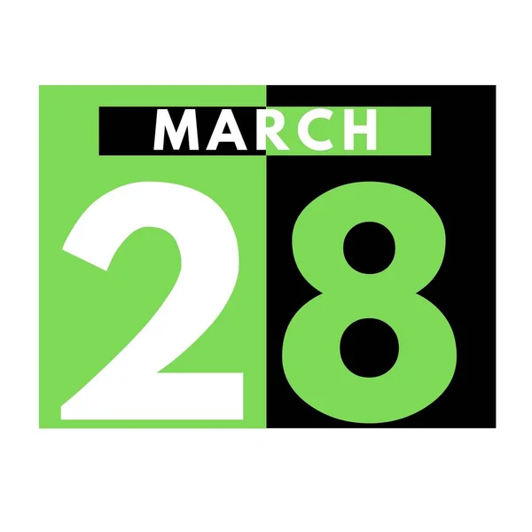 三月二十八日平面日历法图标 Date Day Month Calendar Month March — 图库照片