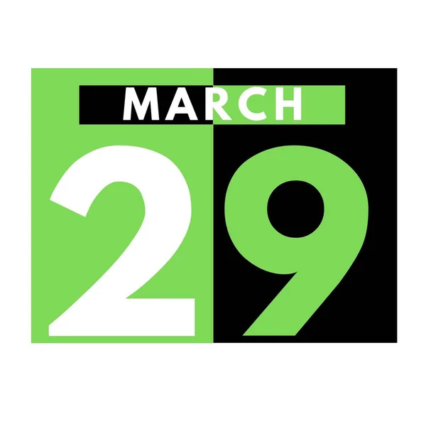 三月二十九日平面日历法图标 Date Day Month Calendar Month March — 图库照片