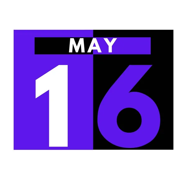五月十六日现代日历表图标 Date Day Month 五月日历 — 图库照片