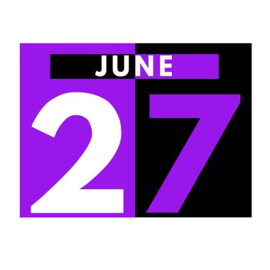 27 Haziran. Haziran ayı için modern günlük takvim simgesi. Tarih, gün, ay.