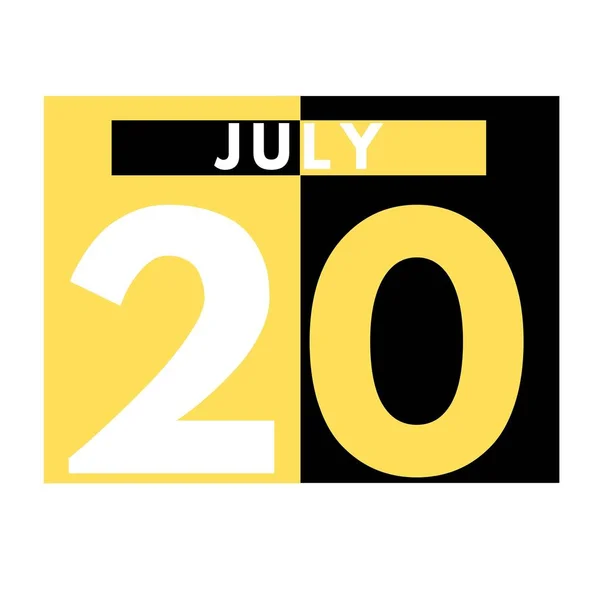 July 20 . Modern daily calendar icon .date ,day, month .calendar for the month of July
