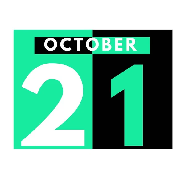 10月21日 現代のデイリーカレンダーのアイコン10月の日付 カレンダー — ストック写真