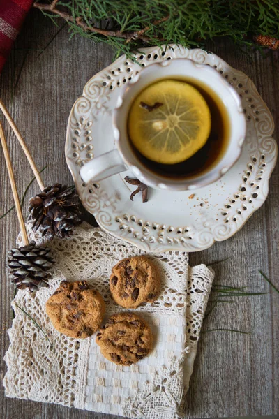 Cookie ile çay — Stok fotoğraf
