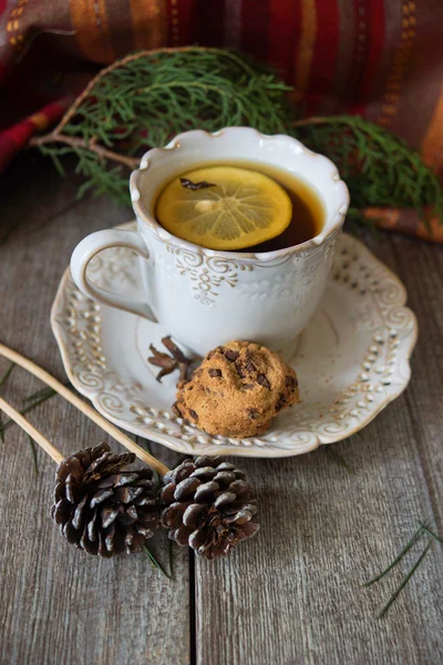 Biscoito com chá — Fotografia de Stock