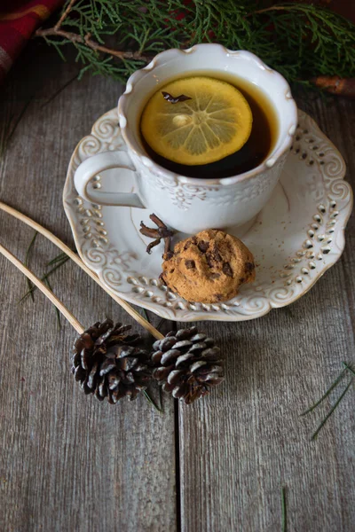 Biscoito com chá — Fotografia de Stock