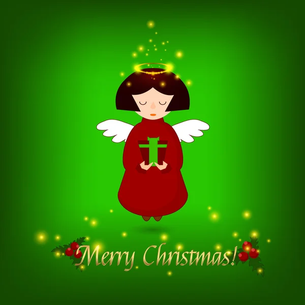 Elinde bir hediye ile Noel meleği