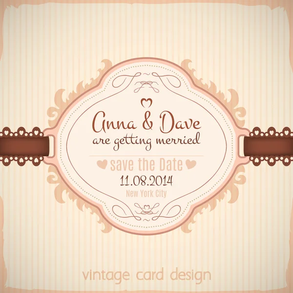 Vintage wedding card — Stock Vector