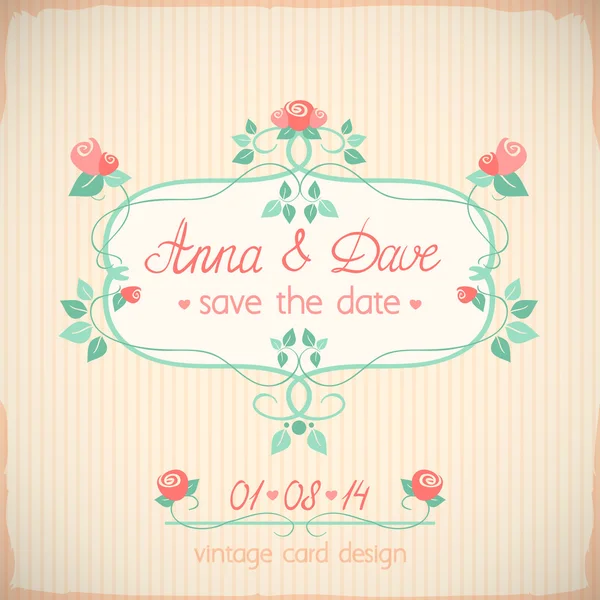 Save the date wedding invitation card — Stock Vector