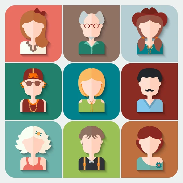 Conjunto de iconos de personas planas — Vector de stock